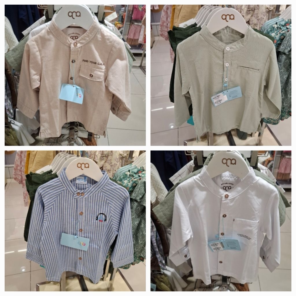Qna Baju Kemeja Anak Laki- Laki Koko Panjang 1-4th Original