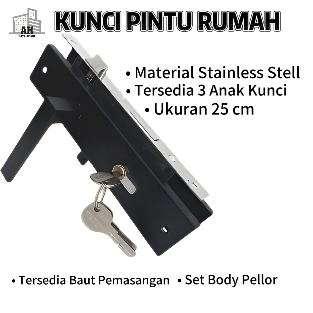 Handle Set Kunci Hitam / Ongkel Pintu / Handle Pintu / Gagang Pintu