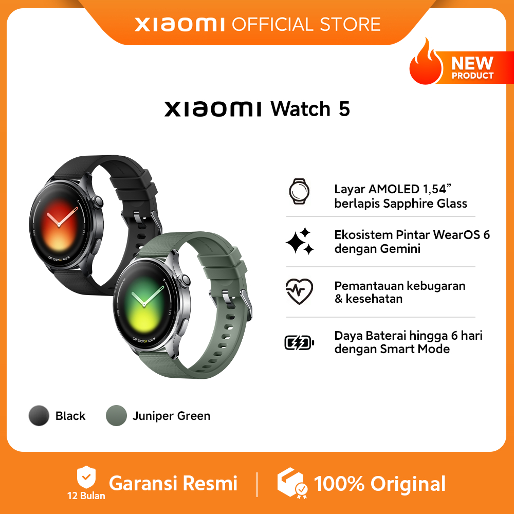 Xiaomi Watch 5 | AMOLED 1,54” Sapphire Glass | Ekosistem Pintar WearOS 6 dengan Gemini | Pemantauan 