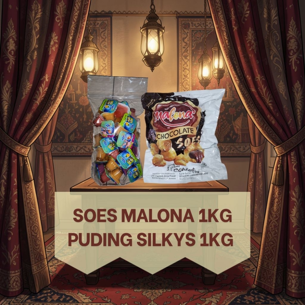 KUE SOES ISI COKLAT MALONA 1KG + PUDING SILKYS 1KG