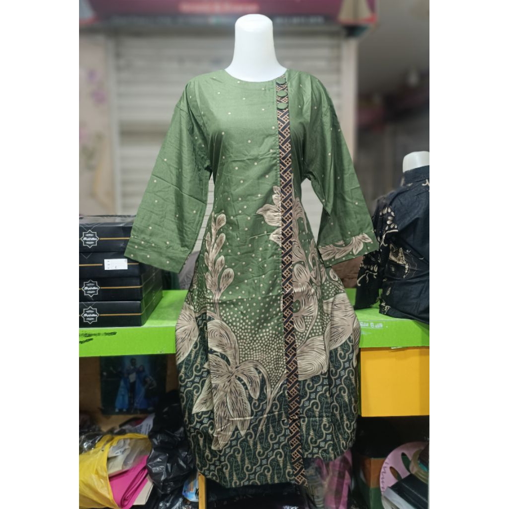 couple kemeja batik pria Premium Medan full furing # Avocado