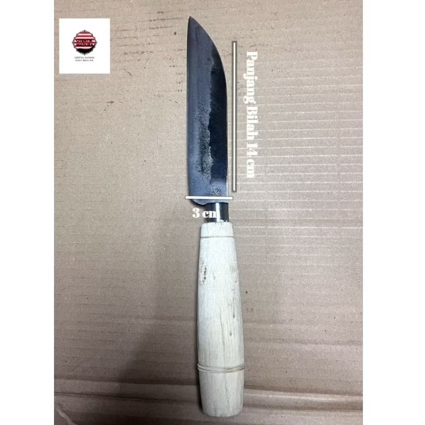 1 Pcs Pisau Dapur Cap 555 Asli Madura Uk. 28 Cm Jumbo Model Lancip Super Tajam Bahan Baja Plat SS Un