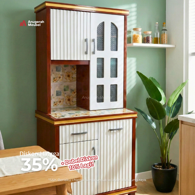 Anugerah Meubel Lemari Piring 2 Pintu Kayu Minimalis Cat Duco Rania Opal