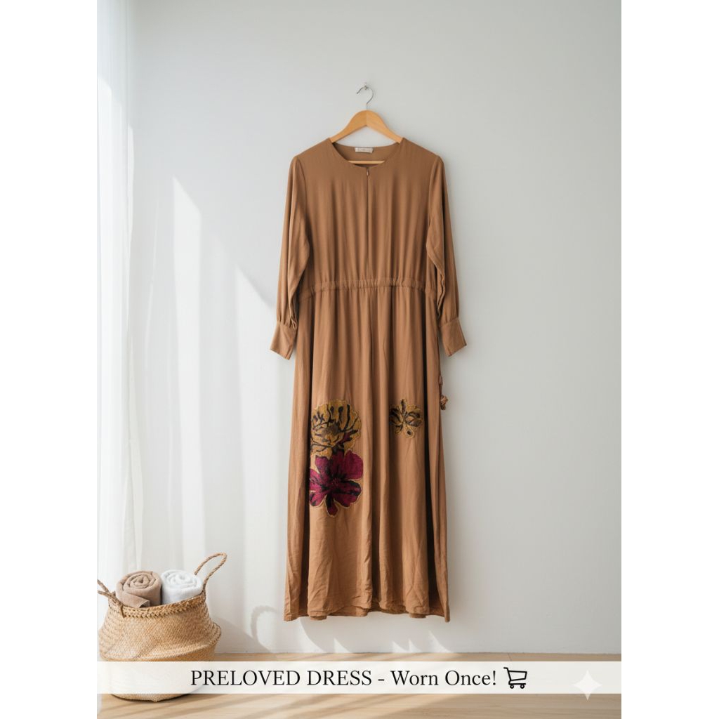 ​[PRELOVED] Gamis Syari AYOU MIZZURA Coklat Caramel - Eks Lebaran Baru 1x Pakai - Like New