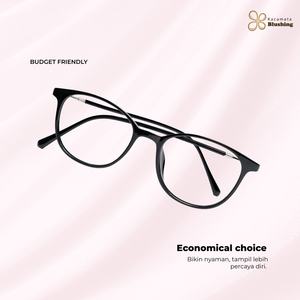 KACAMATA BLUSHING - Frame Kacamata ADELINE Black Stylish Unisex Wajah Kecil