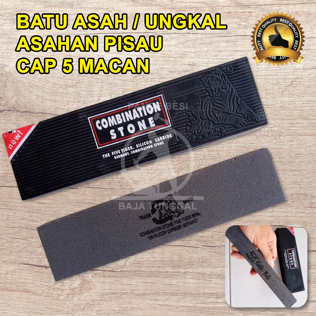 Batu Asah / Ungkal / Asahan Pisau Merk 5 MACAN FIVE TIGER 8" Hitam