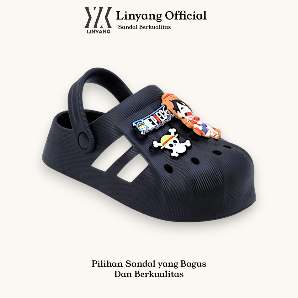 Sandal Selop Baim Free jibbitz Motif One Piece Terbaru Anti Slip Bahan Karet Eva size 24-35