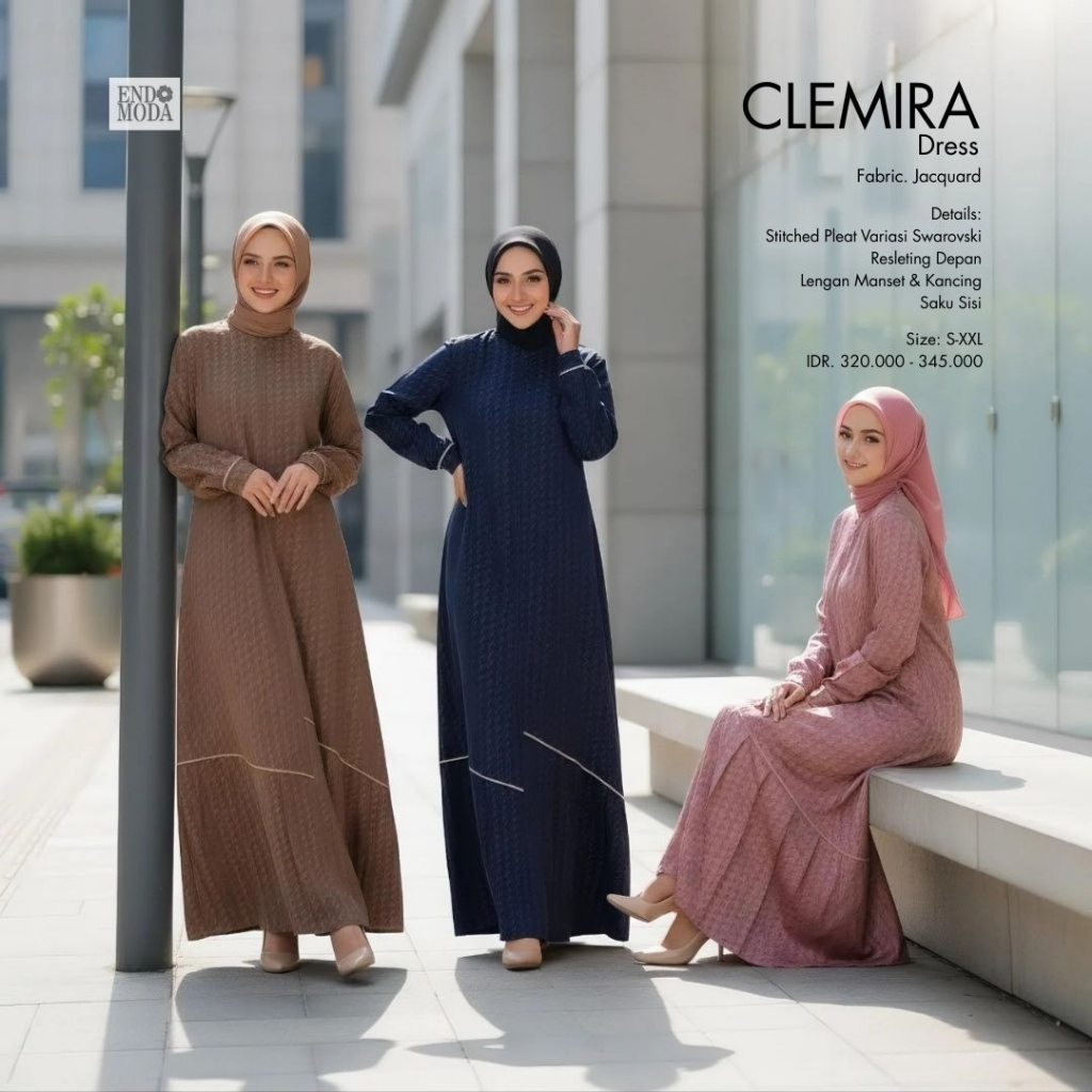 Endomoda Clemira Gamis Maxi Jacquard Long Dress Terbaru