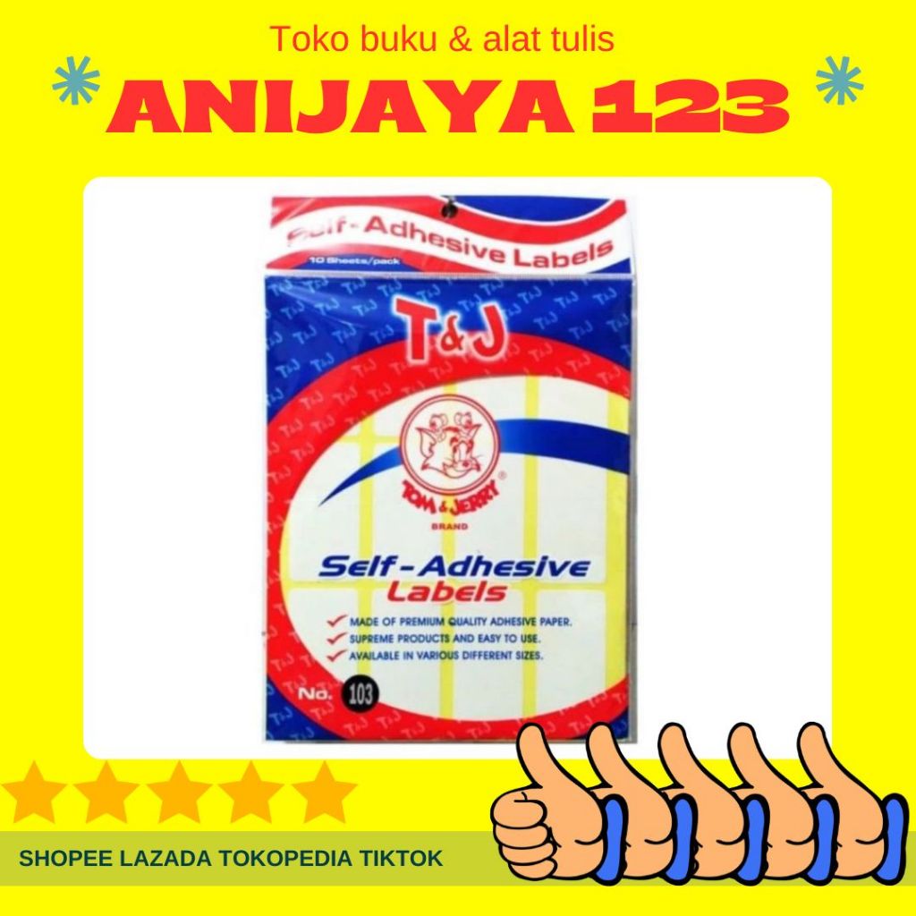 TOM AND JERRY LABEL / TOM N JERRY / TOM & JERRY T&J LABEL 103 /LABEL UNDANGAN 10 lembar (1 PAK)