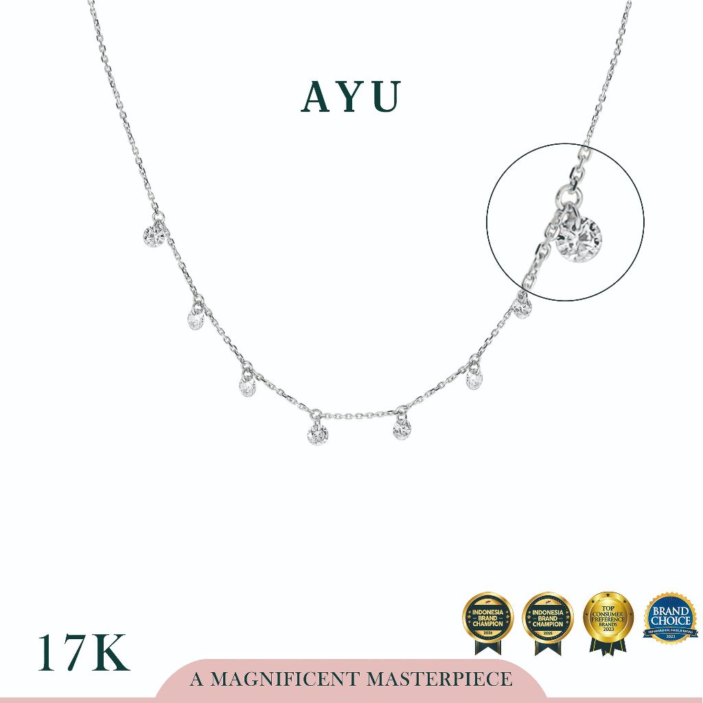AYU Kalung Emas Korea - 8 Candy Pop Chain Necklace 17K White Gold