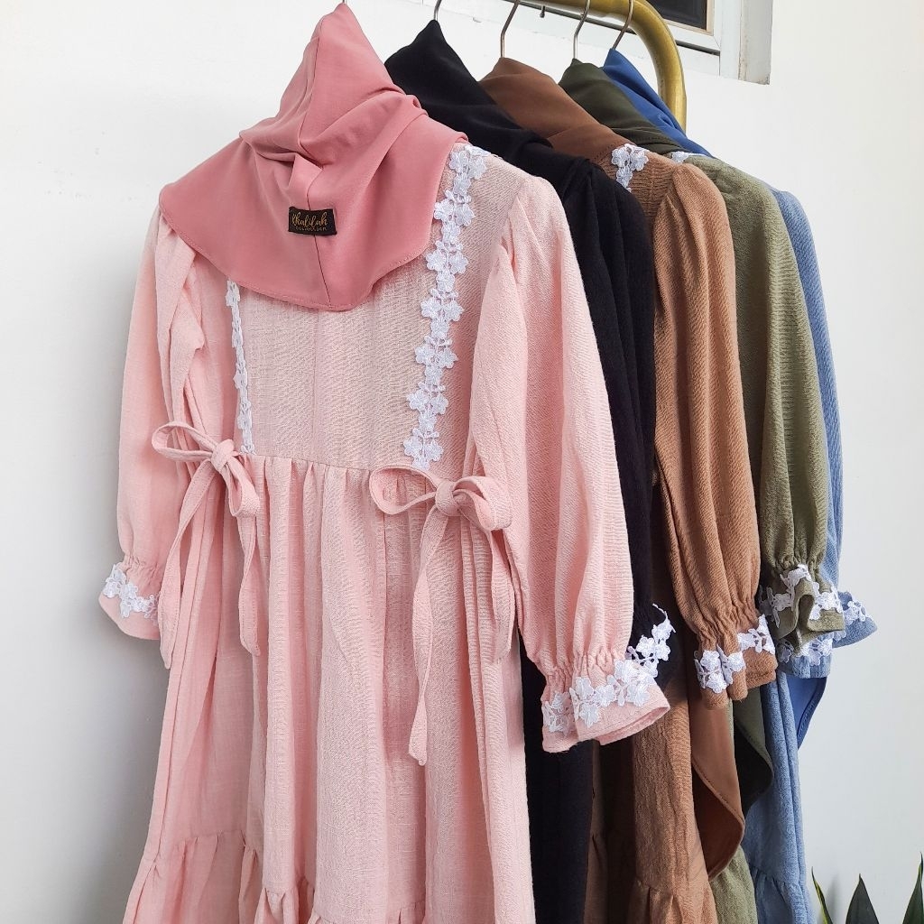GAMIS SAJA Gamis linen rayon anak linen slub gamis lebaran gamis syari anak raya series umur 1-10 ta