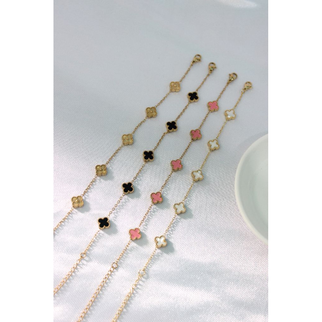 Gelang Clover Titanium| Gelang Rantai Titanium Wanita