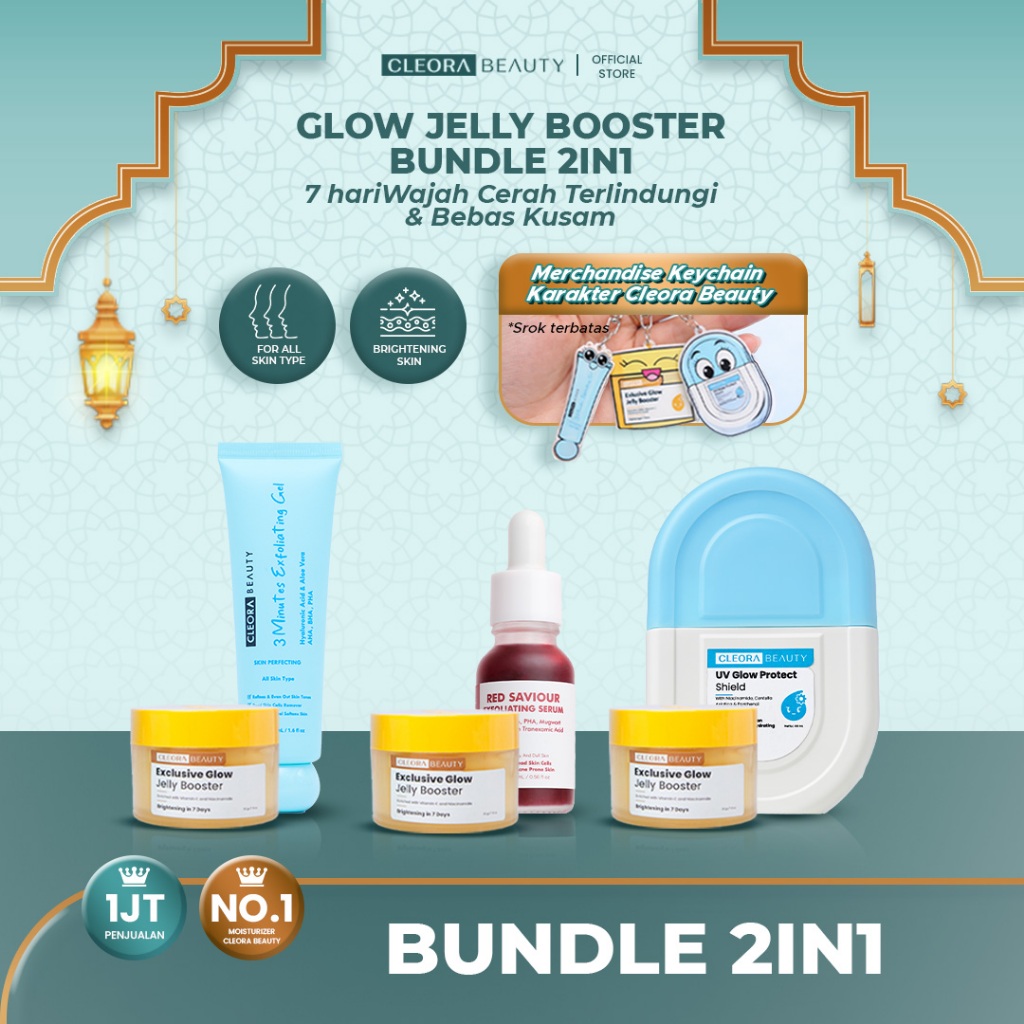 [BUNDLE 2IN1] Cleora Beauty Glow Jelly Booster Bundle 2IN1 Paket Skincare - Moisturizer-Exfoliasi-Cl