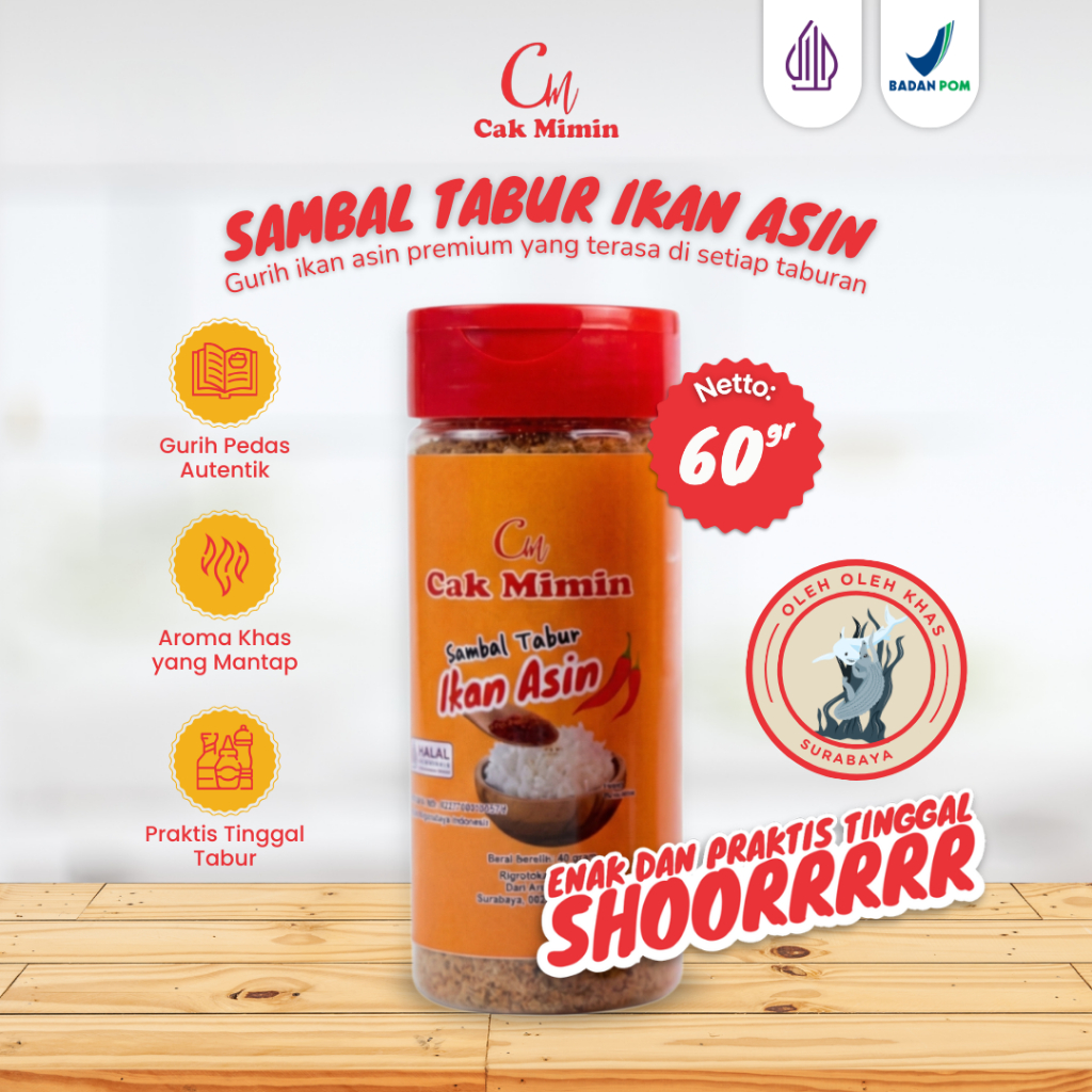 Bubuk Cabe Sambal Tabur Cak Mimin 60gr Rasa Ikan Asin Oleh Oleh Khas Surabaya