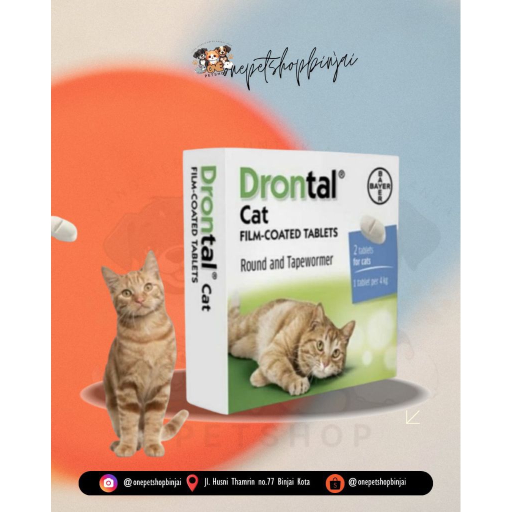 DRONTAL CAT Obat Cacing Kucing Asli | Obat Cacing Kucing Dewasa & Kitten | Dewormer Kucing Tablet