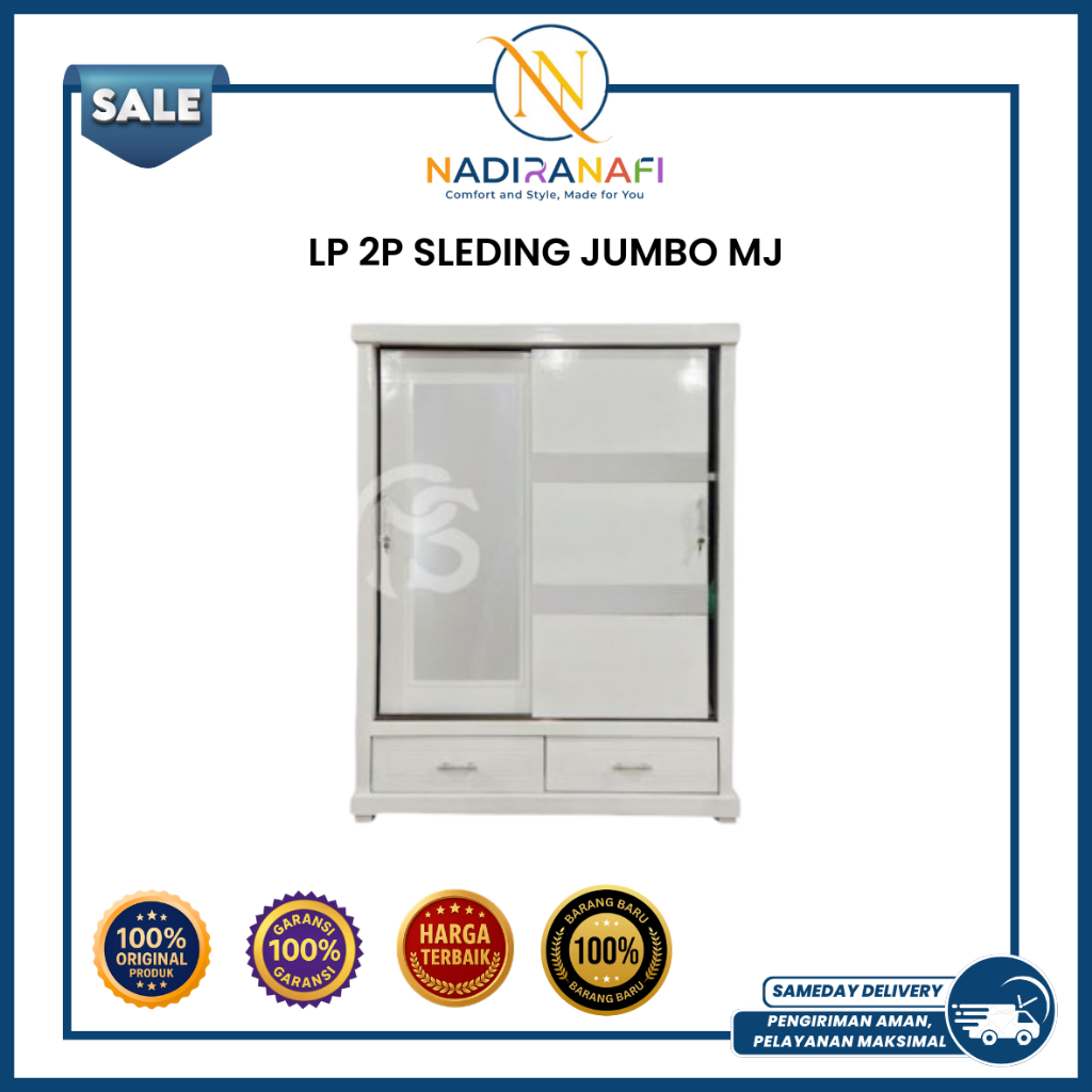 NADIRANAFI Lemari Pakaian Sliding Jumbo Mj Lemari Baju Geser Ukuran Besar 2 Pintu