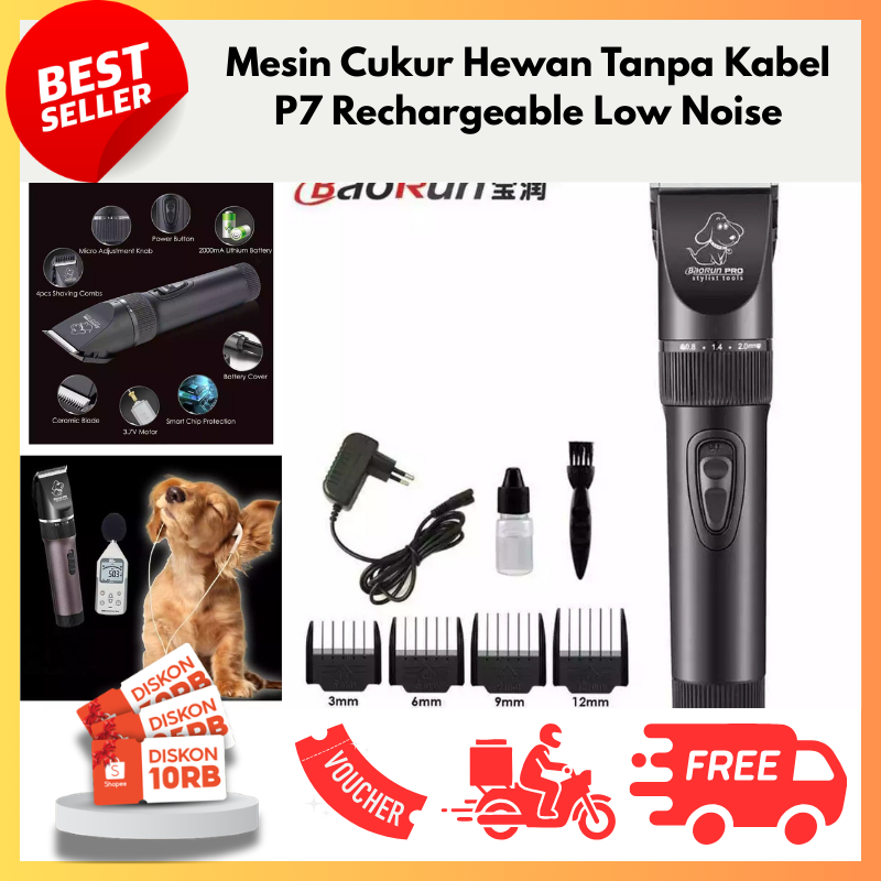 Mesin Cukur Hewan Tanpa Kabel P7 Rechargeable Low Noise
