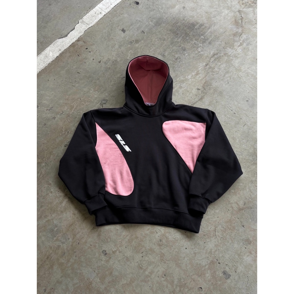 SHE LOVES SPRING "SONATA" CHARCOAL AND PINK BOXY HOODIE