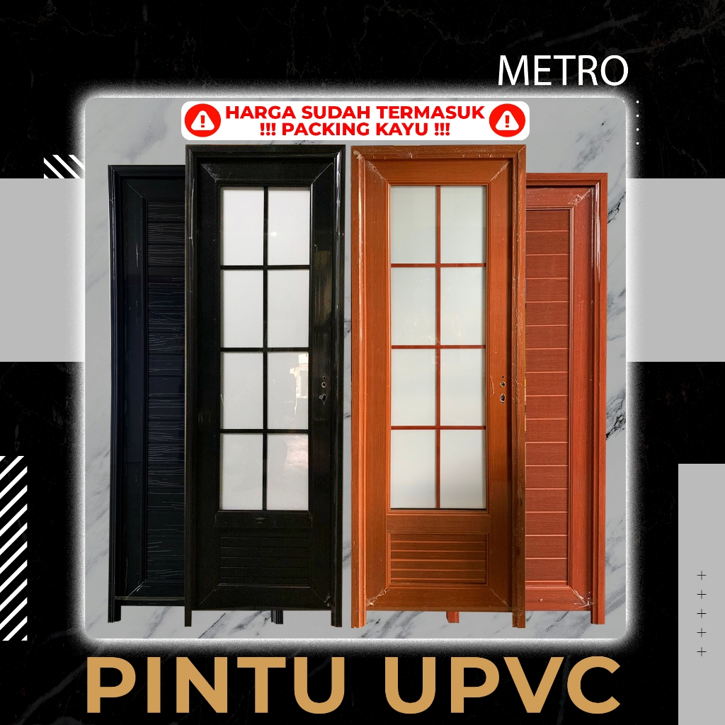 METRO Pintu Kamar Mandi UPVC / Pintu Kamar / Pintu Rumah / Pintu Kaca UPVC Kaca Ukuran Standard 70x2