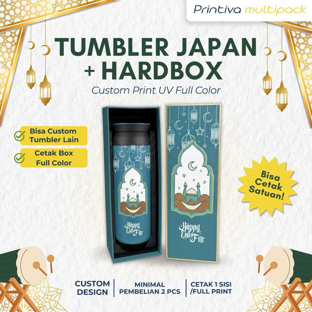 {Souvenir/ Hampers LEBARAN} Cetak Custom Gift Box Tumbler Japan UV + Hard Box Souvenir Corporate Set