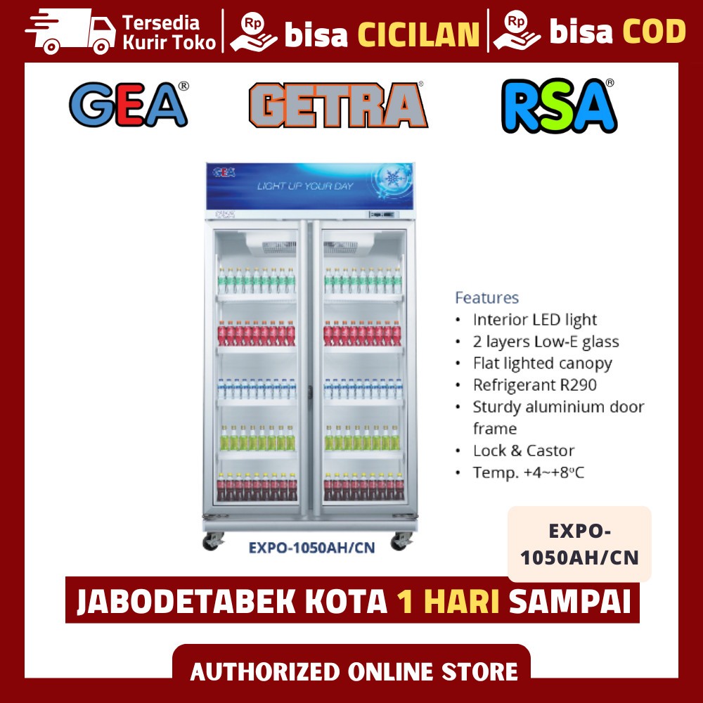 Showcase Gea 2 Pintu Expo 1050ah/cn Kulkas Minuman 2 Pintu Garansi Resmi