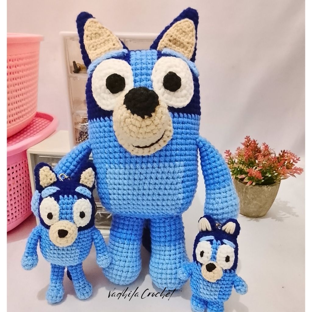 boneka rajut Bluey amigurumi gantungan kunci keychain bag charm bluey