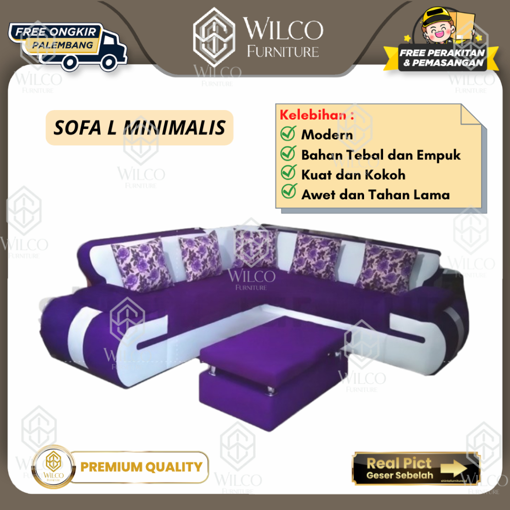 Sofa L Angel / Sofa Bludru Kombinasi Kulit / Sofa Bludru / Sofa Sudut