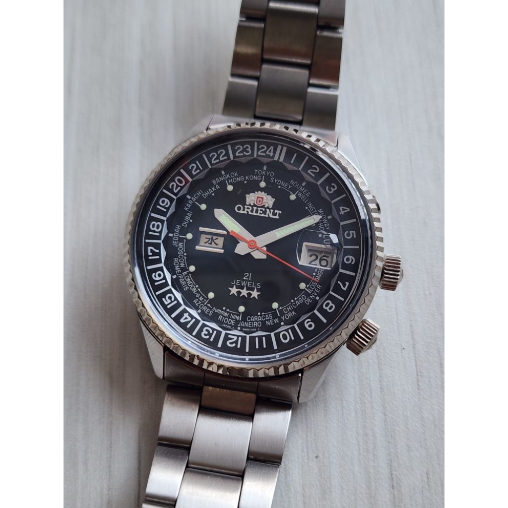Orient King Master World Time Automatic EM00 C1 CA 21 JEWELS JDM JAPAN RARE