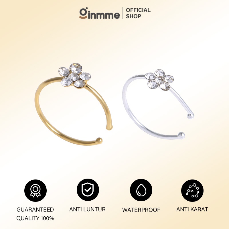 Ginmme Cincin hidung palsu tipe C bunga plum cincin hidung tindik baja tahan karat