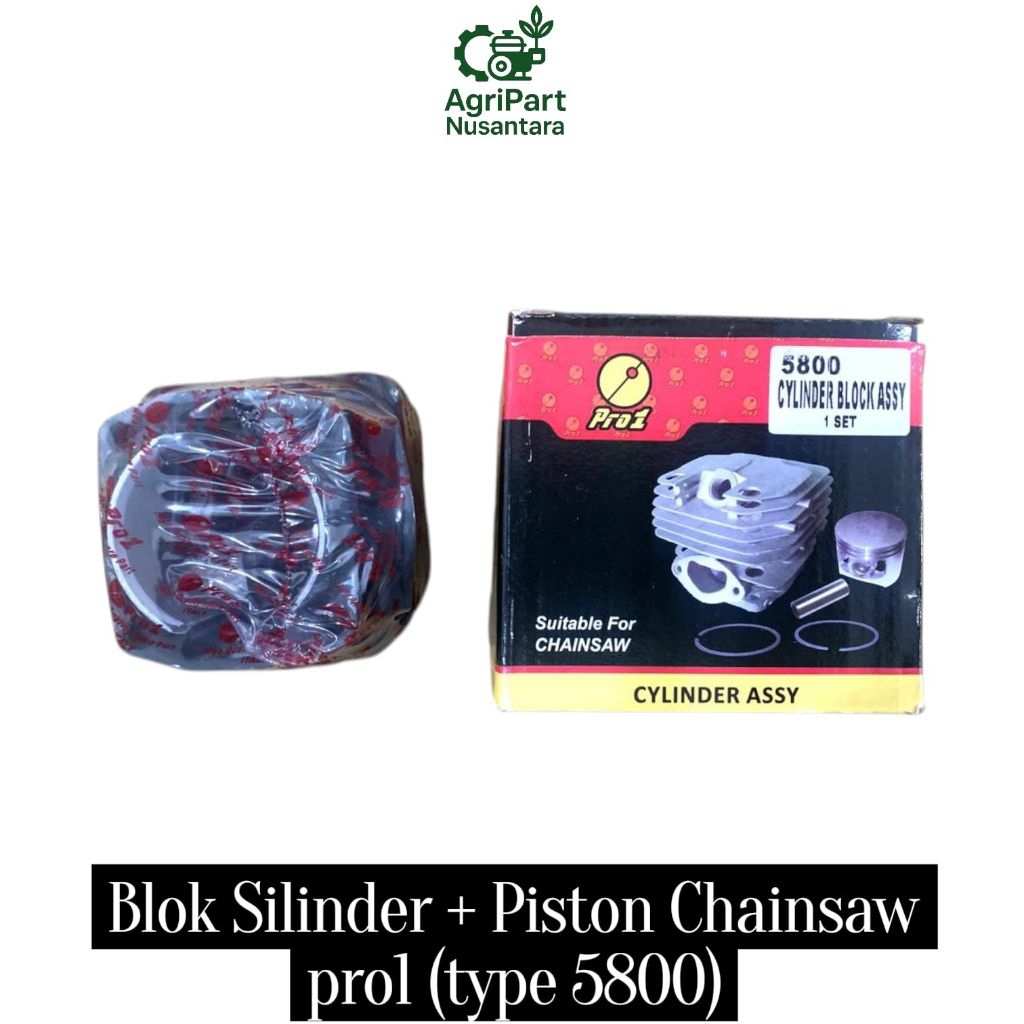 Blok Silinder Chainsaw 5800 PRO 1 + Piston Assy – Cylinder Block Assy 5800 Lengkap