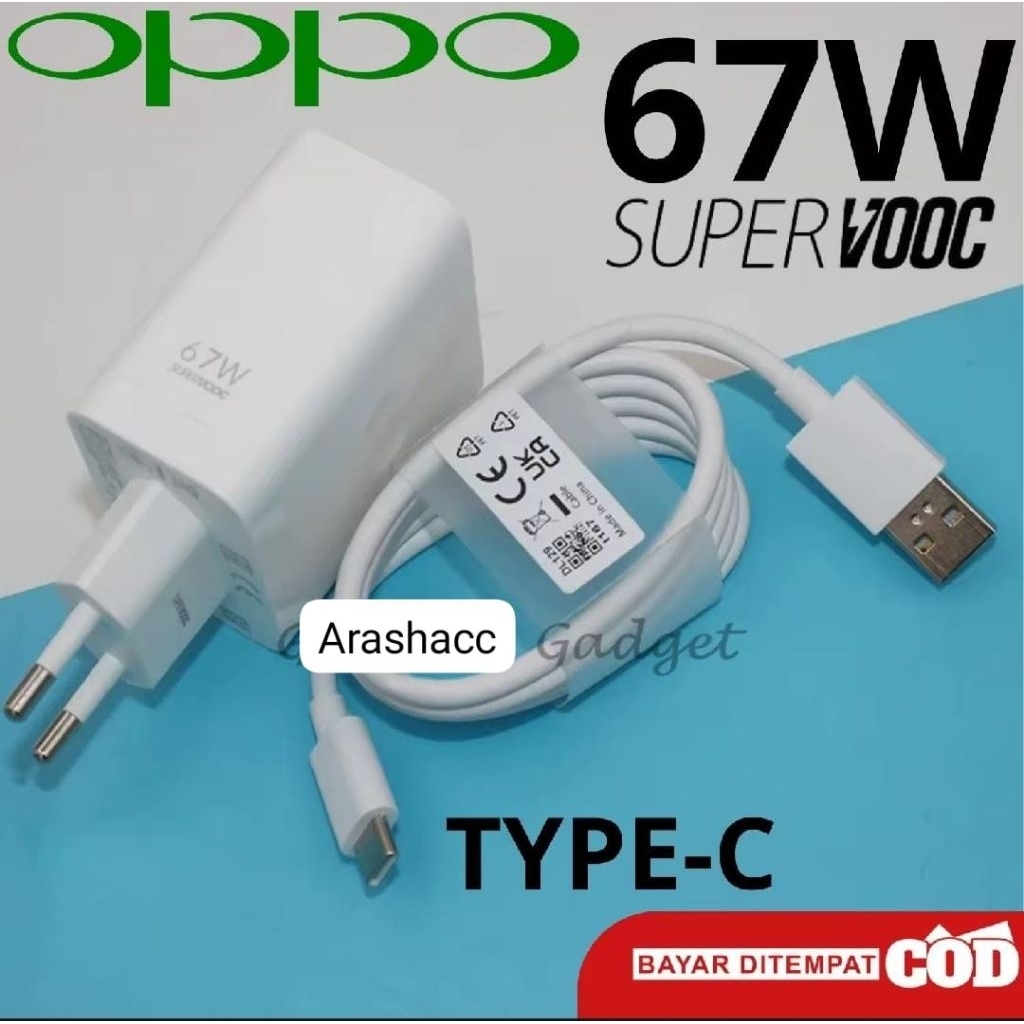 Charger Oppo a95 a96 SuperVooc 67W USB Type C Original 100% bergaransi