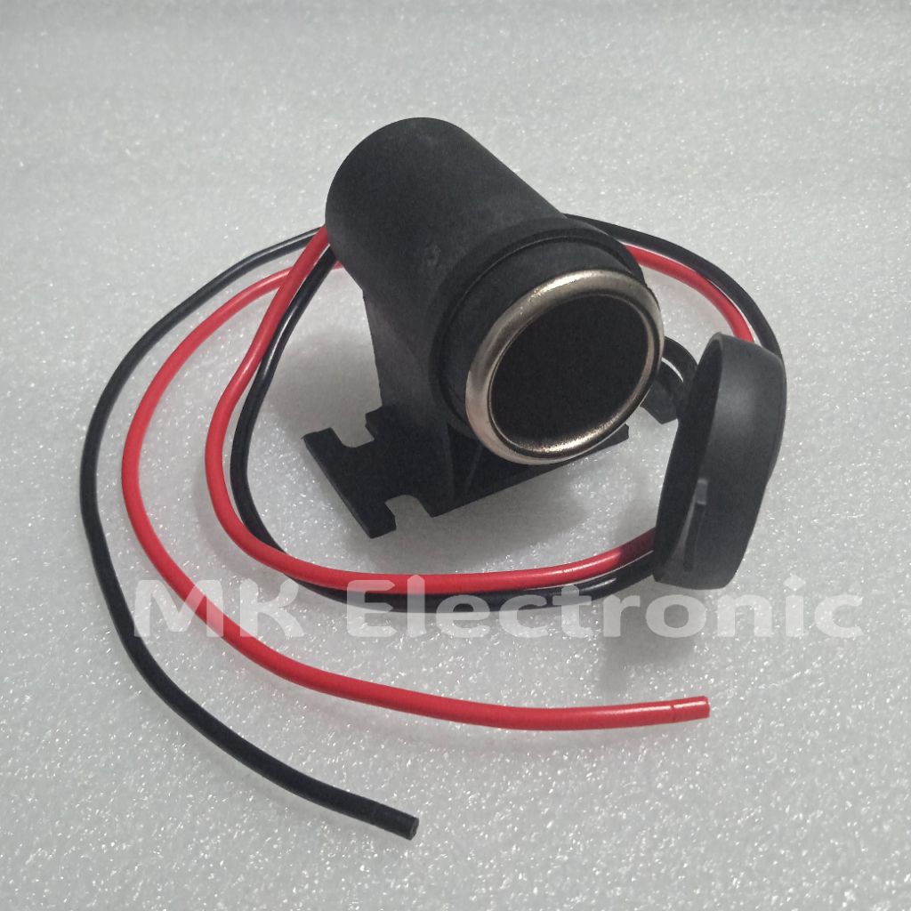 Soket jack lighter mobil + tutup dan kabel soket lighter