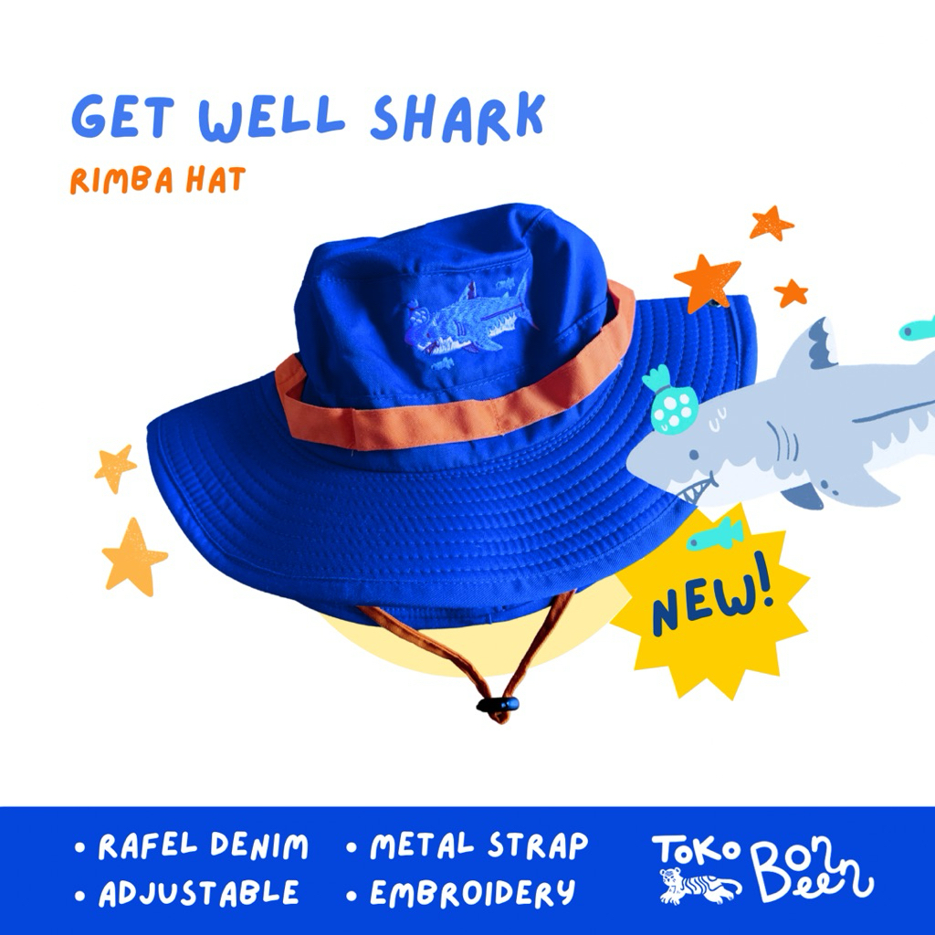 [Toko Bonbeen] Topi Rimba “Get Well Shark” Rimba Hat Hiu Ilustrasi Gemas
