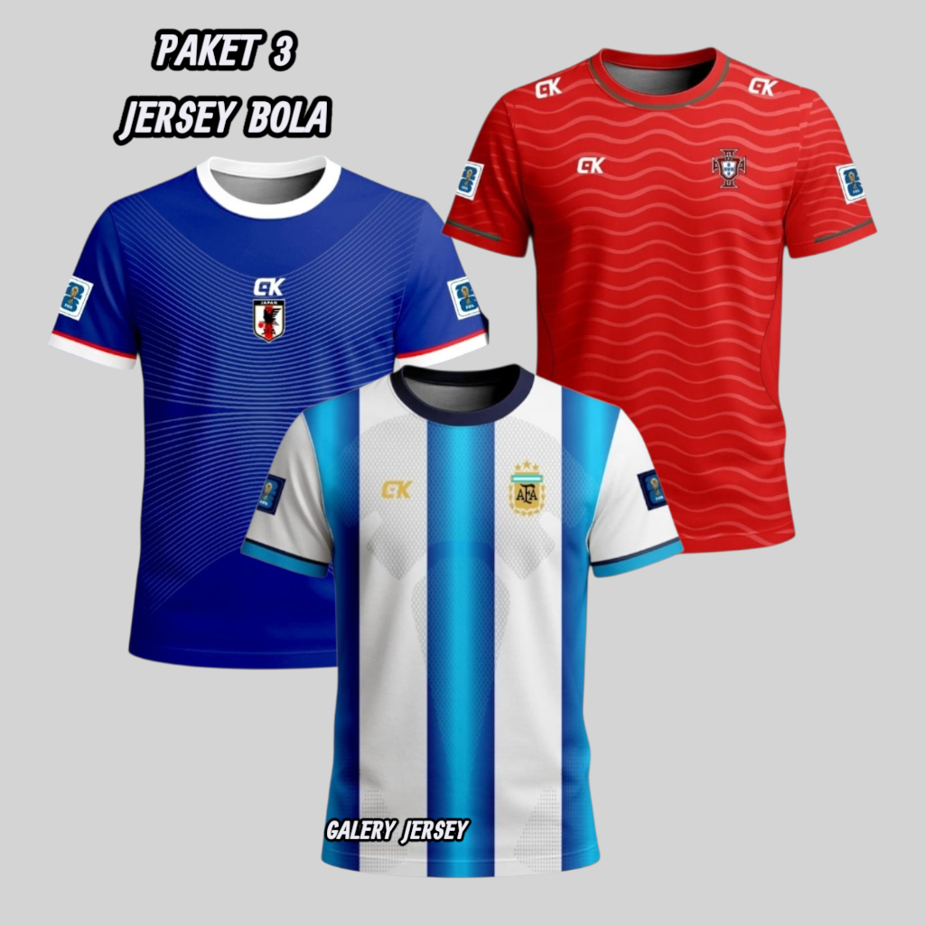 COD PAKET 3 BAJU JERSEY NEGARA PIALA DUNIA ATASAN OLAHRAGA TERBARU FULL PRINTING PRIA DAN WANITA, PI