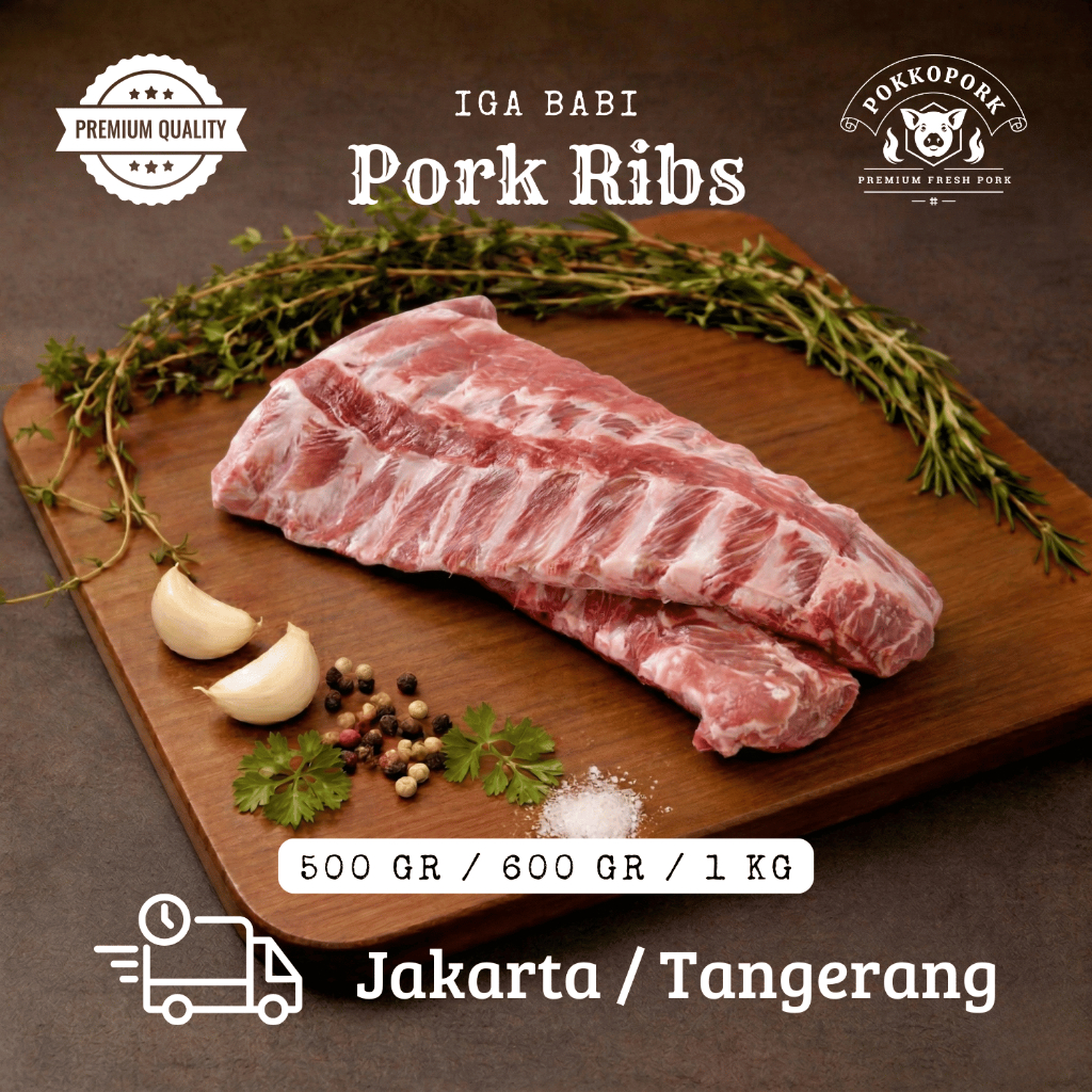 Daging Iga Babi Pork Ribs Lokal / Impor Vacuum Frozen Fresh Premium 500 gr 600 gr 1 kg BBQ Bakar Sup