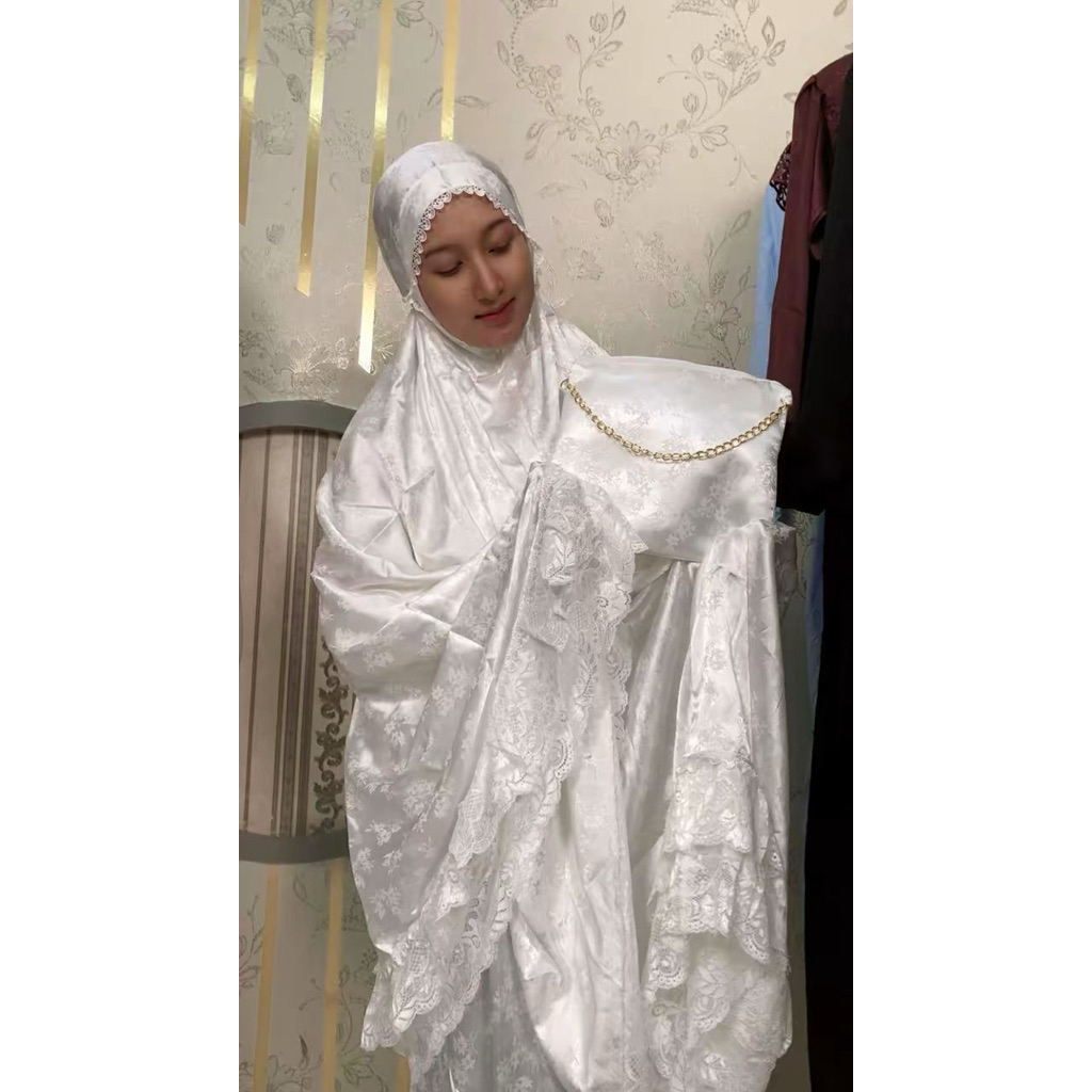 Mukena putih cantik mewah premium elegan
