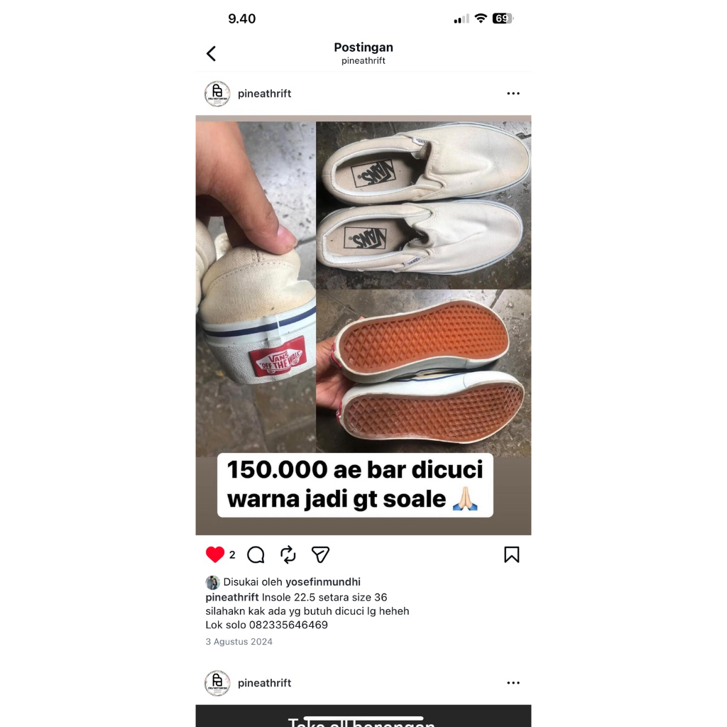 Prelove Sepatu Vans