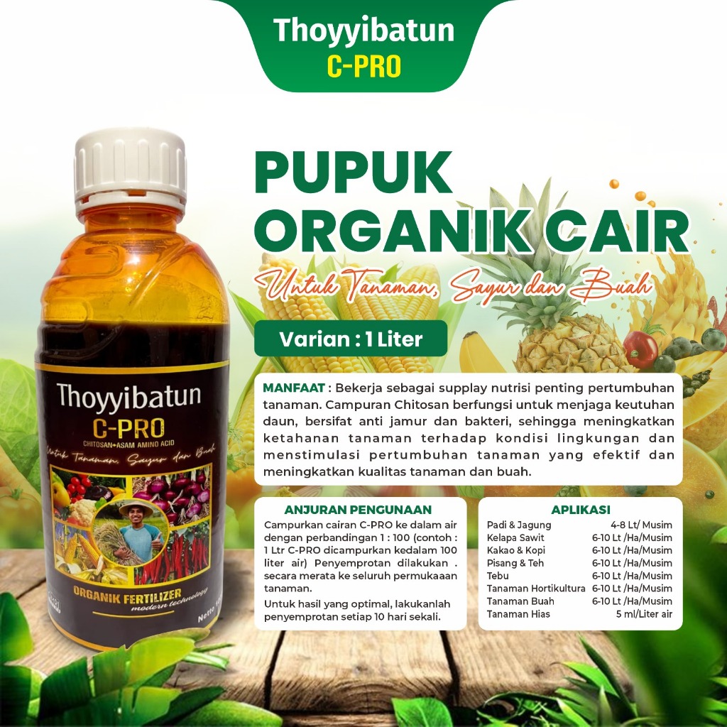 Javanic Labs | Pupuk Organik Cair Thoyyibatun C-PRO 1 Liter - POC Pelebat Buah Sayur Padi Tanaman Hi
