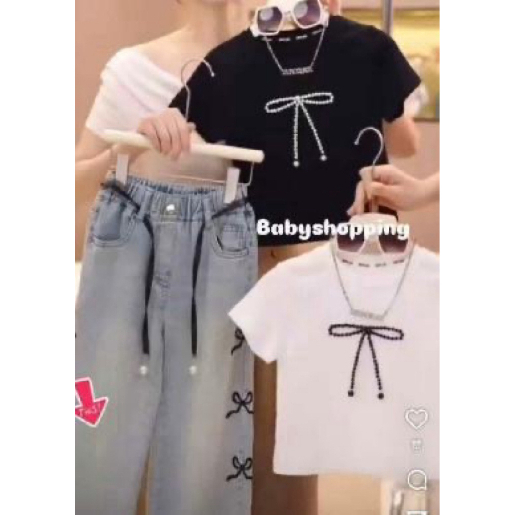 SETELAN JEANS KULOT HITAM PUTIH