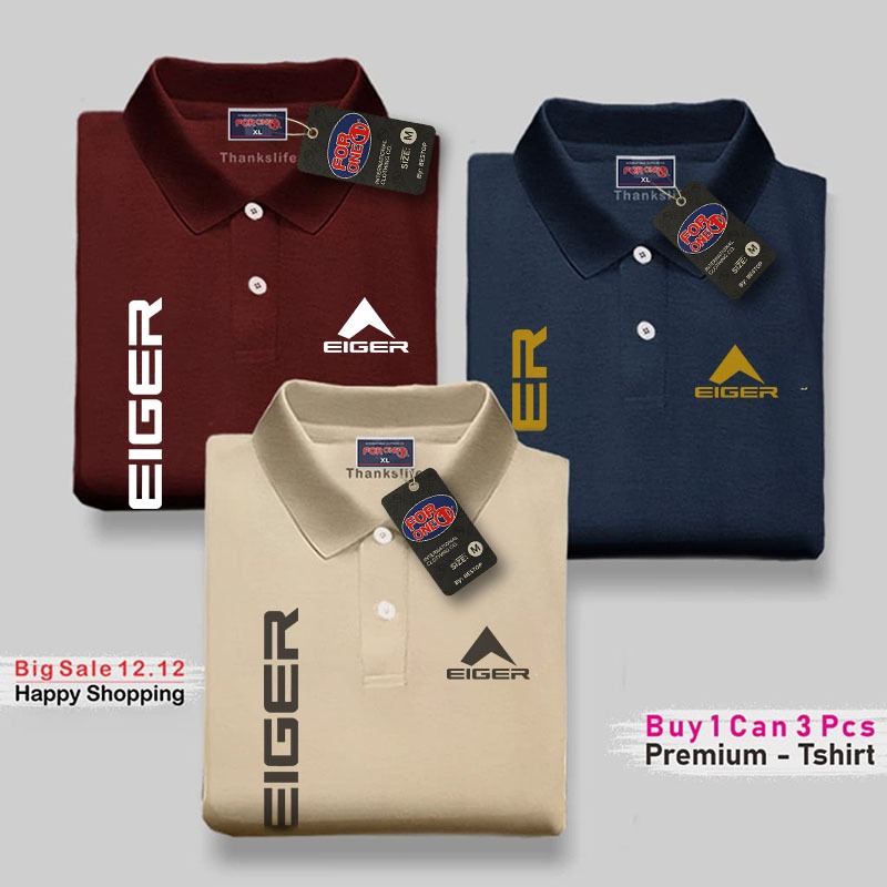 BUY 1 GET 3 PCS Kaos Kerah Polo eiger Pria Distro T-Shirt Distro 100% Catton Dewasa Premium Quality