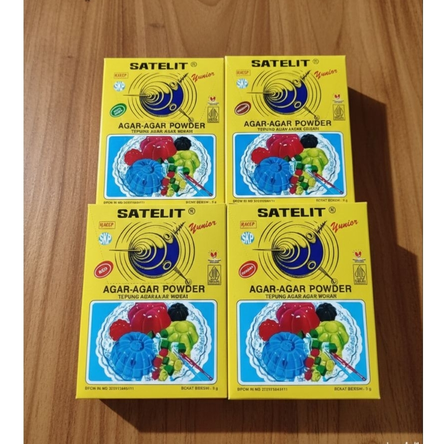 Agar Agar Satelit 1 Box 12 Sachet - Pilihan Warna Menarik, Praktis, dan Halal