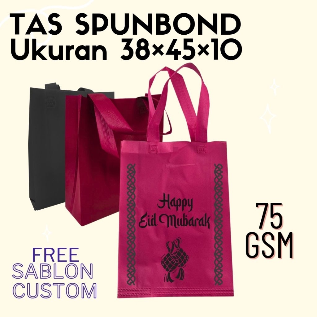 TAS SPUNBOND sablon custom GOODIE BAG Tas kain belanja sablon Tas souvenir Tas promosi toko ukuran 3