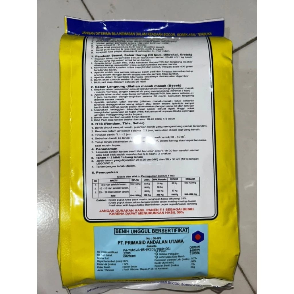 DISKON Bibit Padi [Pari] Mapan 05 F1 Hibrida 100% Ori Primasid