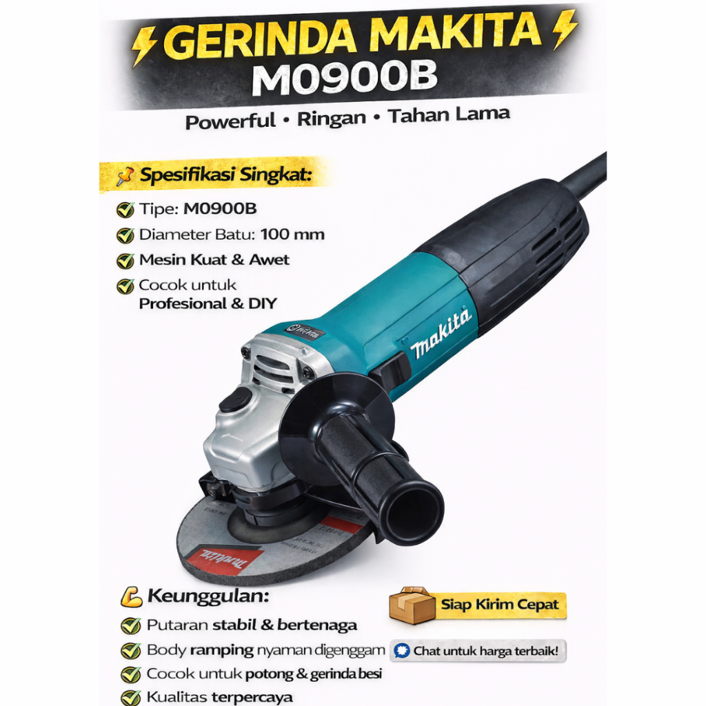 Power Makita Gerinda Listrik 4 Inch M0900B Original