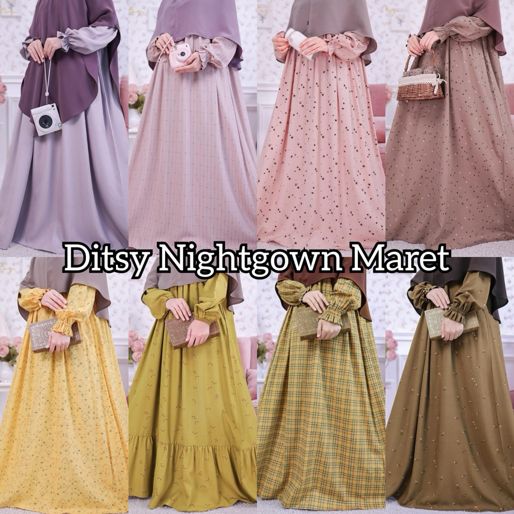 Ditsy Nightgown Maret XS S M L XL XXL XXXL JUMBO Vinette Jetblack Vinette Forest Mint Spiel Pitchbla