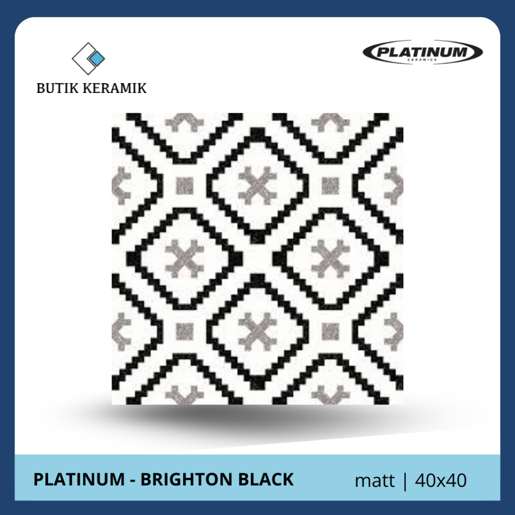 Keramik 40x40 cm | Platinum | Brighton Black | Matt / Permukaan Kasar | Grade A | Keramik Lantai | K
