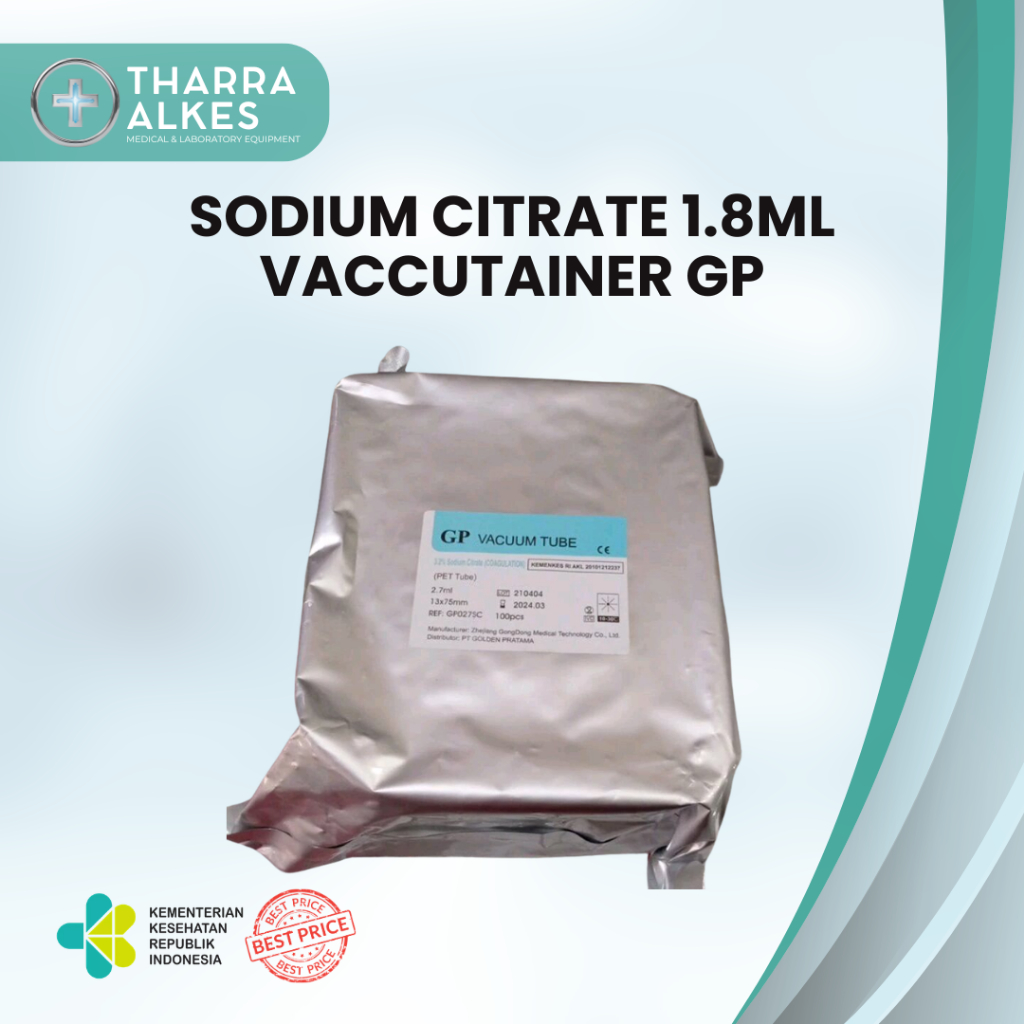 VACUTAINER TABUNG SODIUM CITRAT 1,8ML @100 PCS GP
