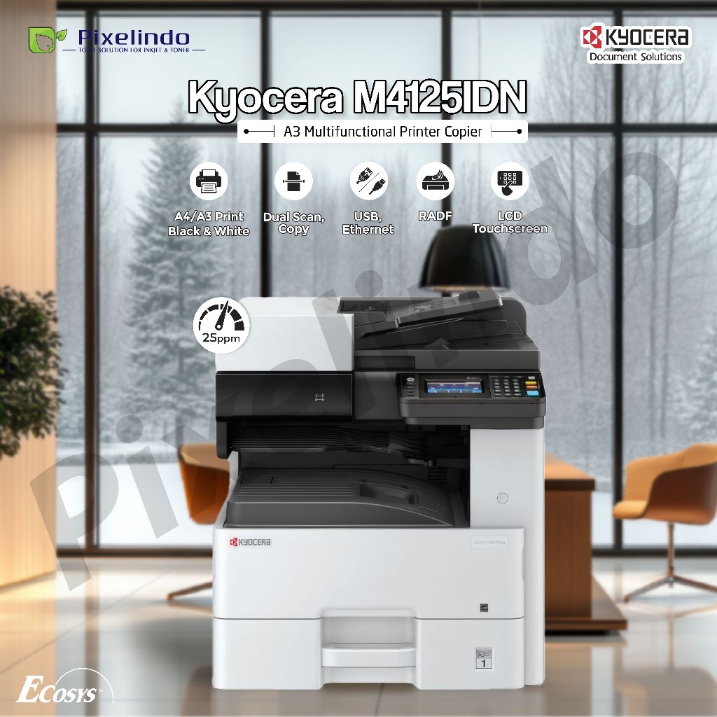 Kyocera ECOSYS M4125IDN – Printer Laser Monochrome A3 A4 Print Scan Copy