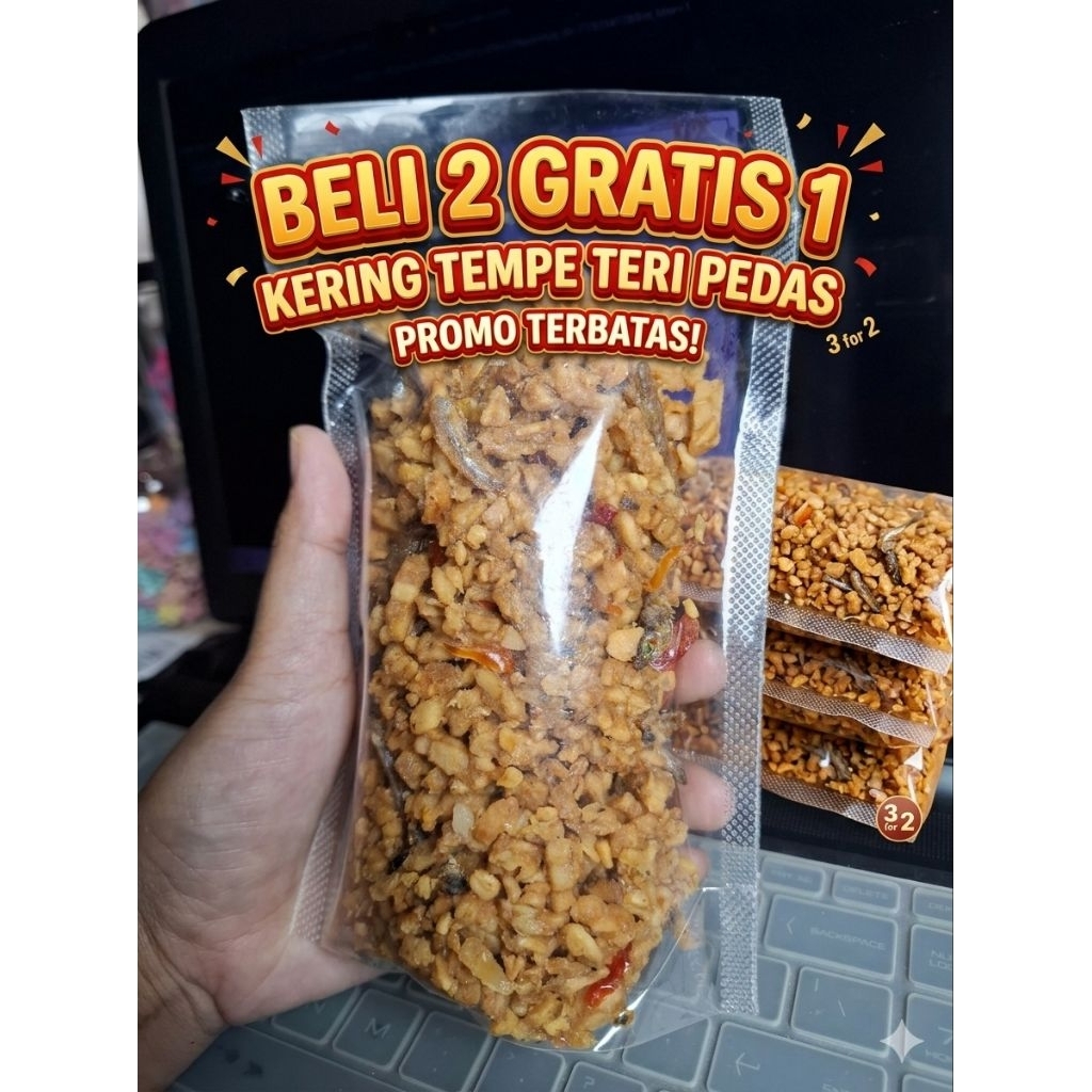 kering tempe dapur makniek lauk praktis camilan enak kriuk 100gram kacang teri