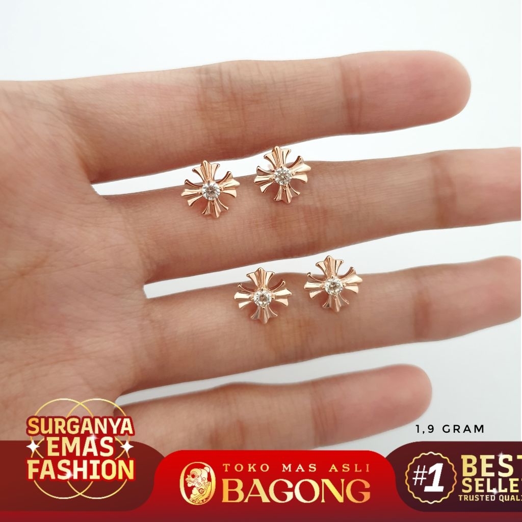 ANTING FASHION TINDIK CHROMEHEART ROSEGOLD 17K/750 - ASLI BAGONG GOLD BAGONG EMAS